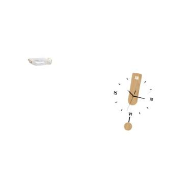 Imagem de Fenteer Organizador de Bandeja de Penteadeira Retangular Nórdico E Relógio de Parede Silencioso com Grandes Algarismos Romanos, Ornamento de Acrílico para Sal