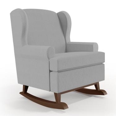 Imagem de Poltrona De Amamentação Com Balanço Malu Base De Madeira P02 Linho Cinza - Lyam Decor
