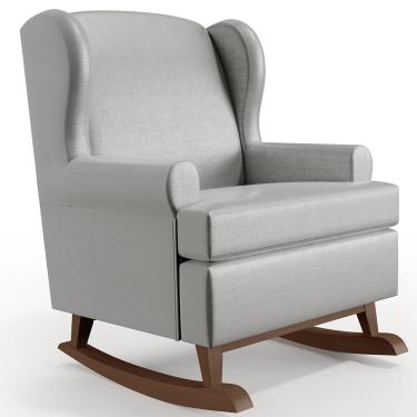 Imagem de Poltrona De Amamentação Com Balanço Malu Base De Madeira P02 Facto Cinza Metalizado - Lyam Decor