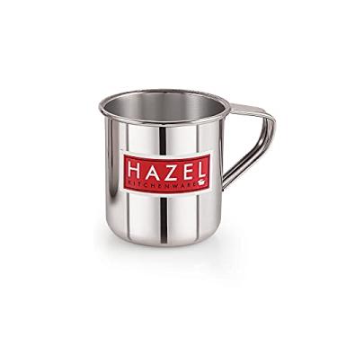 Imagem de Hazel Caneca multiuso de aço inoxidável | Caneca de acampamento de aço | Caneca de aço para banheiro e chuveiro | Caneca forte e resistente, 500 ml, prata