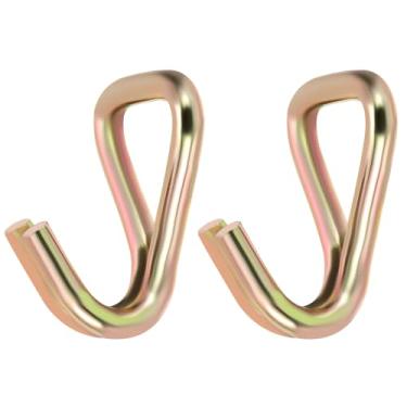 Imagem de 2 pacotes de catraca dupla J gancho carga 2,993.7 kg para correia de amarração de 9 mm no carro caminhão reboques correia de reboque, ouro