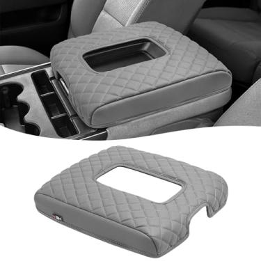 Imagem de KBH Capa de apoio de braço para console central para Chevrolet Silverado 2014-2018, GMC Sierra, assento de salto dividido 40/20/40, couro de vinil, almofada de tampa de descanso de braço, preta
