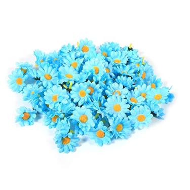 Imagem de Estink 100PCS Flores Artificiais de Margarida de Tecido Em Formato de Gerbera Com Cores Vibrantes para Decoração de Casamento e Mesa (Azul claro)