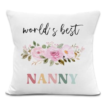 Imagem de laveliabel World's Best Nanny Fronhas de almofada 45,7 x 45,7 cm, para avó, presentes de babá, capas de almofada decorativas para presente de avó, capa de almofada para casa, sofá, decoração de quarto