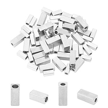 Imagem de 60 peças de contas de aço inoxidável 304 cuboide cor de aço inoxidável 10 x 4 x 4 mm orifício de 2 mm perfeito para fazer joias, artesanato, suprimentos de miçangas, design durável e elegante para