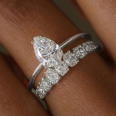 Imagem de 1 anel elegante de zircônia de camada dupla para mulheres requintados anéis de luxo leves joias femininas joias finas vida diária namoro decoração para casamento, Cobre, Sem pedra preciosa