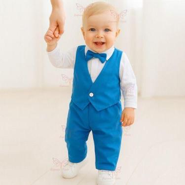 Imagem de Conjunto Infantil Social com Gravata Borboleta Bebê Menino RN a 05 mes