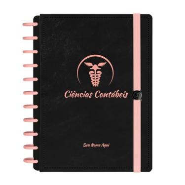 Imagem de Caderno De Disco Iscool Inteligente Personalizado 140 Folhas Profissões Preto Rosê Ciências Contábeis Grande G+
