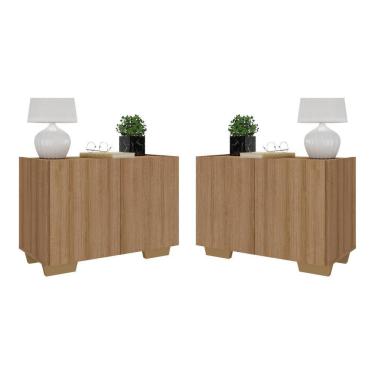 Imagem de Kit 2 Mesas De Cabeceira 2 Portas E Pés Mp4139 Rustic natural