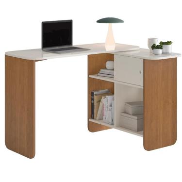 Imagem de Mesa Escrivaninha Giratoria 3 Em 1 Cinamomo Off White Arly