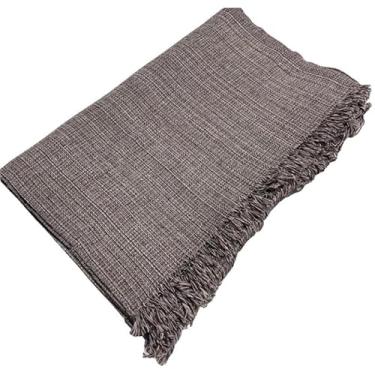 Imagem de Manta Para Sofá de Cama Solteiro 210x120 cm – Protetora e Decorativa em Algodão Toque de Luxo e Sofisticação (Cinza mesclado marrom)