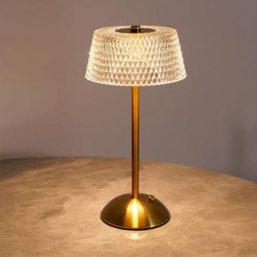 Imagem de Luminária de Mesa LED Recarregável, 3 Temperaturas de Cor, Base em Alumínio Dourado, 33cm Altura, Controle Touch, USB, 1000mAh
