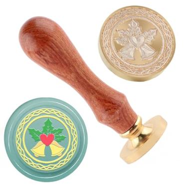 Imagem de Carimbo de lacre de cera de Natal carimbo de vedação de latão e uma alça de madeira carimbos cabeça para cartões de natal convites de festa carta envelope cartões de felicitações presentes