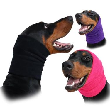 Imagem de Harbyel Pacote com 3 (P, M, G) Moletom com capuz calmante para cães e gatos - Protetor de ouvido original para alívio da ansiedade, capa de cabeça com cancelamento de ruído para higiene, banho