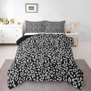 Imagem de Feelyou Jogo de cama solteiro com estampa de animais e leopardo, preto, cinza, zebra, abstrata, microfibra, 2 peças com 1 fronha