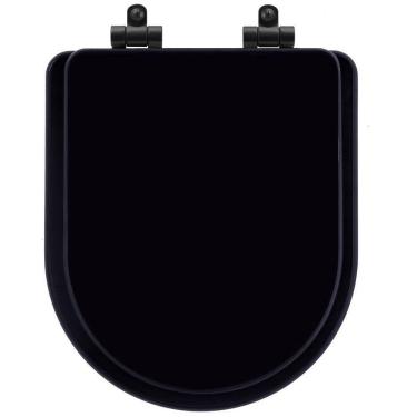 Imagem de Assento Sanitário Poliéster Soft Close Nuova Preto Para Vaso Deca Com Ferragem Preta