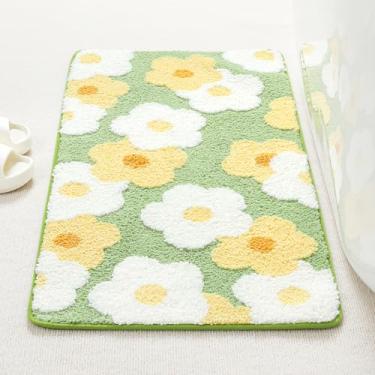 Imagem de Molesun Tapete de banho floral, tapete de banheiro antiderrapante macio tapete de microfibra bonito tapete de banho para crianças, tapete grosso absorvente de água para quarto, cozinha, decoração de