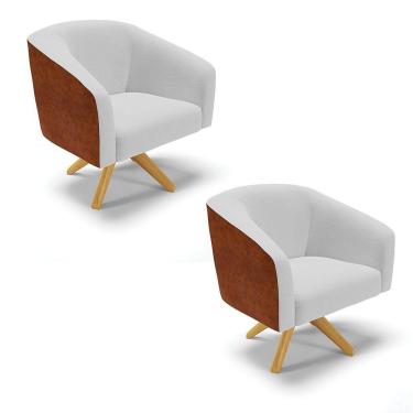 Imagem de Cadeira Sala De Jantar Giratória Ma30 Kit 2 Stella Noz/linho D03 - D'rossi Cor Cinza