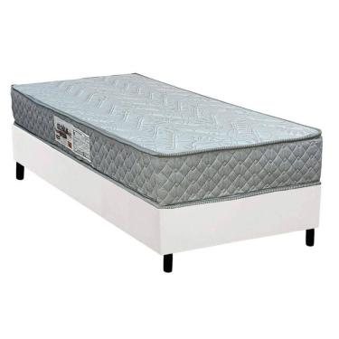 Imagem de Cama Box Solteiro: Colchão Espuma D45 Paropas Pasquale Gray + Base Crc Corano White (88x188)