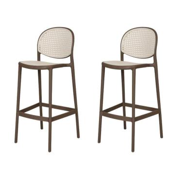 Imagem de Kit 2 Banquetas Positano Fratini 108 Cm Altura Polipropileno Cinza Tramas Nude Simulando Rattan