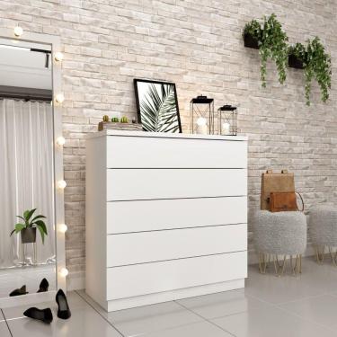 Imagem de Cômoda Premium 5 Gavetas Neve