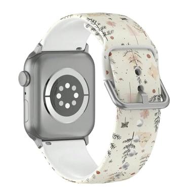 Imagem de 1 pulseira de relógio de substituição moderna de silicone respirável para o inverno, floresta de Natal, compatível com Apple Watch séries 11, 10, 9, 8, 7, 6, 5, 4, 3, 2 e 1 e SE Ultra(38/40/41/42(S11