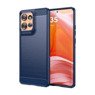 Imagem de Capa Para Motorola Edge 50 5G (Tela 6.7) Carbon Fiber Leve Fina Maleável (Azul)