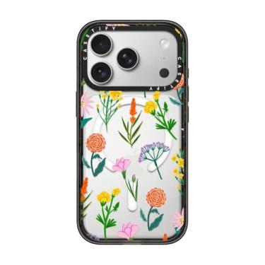 Imagem de CASETiFY Capa Impact para iPhone 17 Pro [fina/compatível com Magsafe/2,5 m. Proteção contra quedas de grau militar 4X] - Flores - Preto transparente