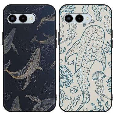 Imagem de Zrutru Pacote com 2 capas de telefone estéticas de verão para T-Mobile REVVL 8 5G/T Phone 3 5G 6,2 polegadas, desenho animado bonito baleia tubarão oceano coral recifes água-viva capas para meninas
