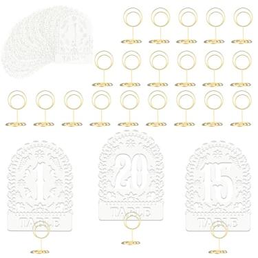 Imagem de Fiwochic 20 conjuntos de mesa de casamento mexicana número 1-20 com 20 suportes de número de mesa 10 x 15 cm placa de assento em ouro branco com porta-cartões de lugar sinal de festa mexicana assento