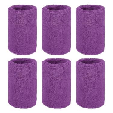 Imagem de YELARXI Pulseiras de suor, pulseiras para esportes de suor 10 x 7,6 cm e pacote com 6 e magenta profundo para (tênis/basquetebol/futebol/corrida/malhar/homens e mulheres)