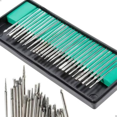 Imagem de Kit 30 Fresas Ponta Diamantada Lima Rotativa Micro Retifica