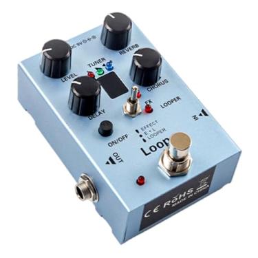 Imagem de oshhni Pedal multiefeitos para guitarra com luzes indicadoras, gravação em loop, reprodução, sobreposição de faixas, limpeza de código e função de loop de