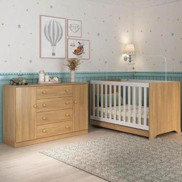 Imagem de Berço Americano 3 em 1 com Cômoda 2 Portas 4 Gavetas Encanto Multimóve