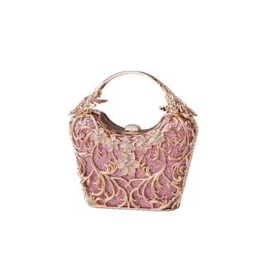 Imagem de CORIOS Bolsa De Noite Feminina Com Strass - Clutch Lantejoulas Brilhantes, Transversal Cristal Elegante Para Coquetel, Banquete, Casamento, Baile, Festa, Rosa