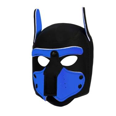 Imagem de BDZBREN Máscara de cachorro com capuz para cachorros – Capuz macio de neoprene para brincar com focinheira removível, equipamento para cosplay e festa à fantasia de adultos