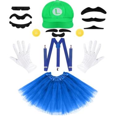 Imagem de Acessórios para fantasias de Halloween para mulheres adultas, conjunto de acessórios de fantasia de Halloween 2025 com chapéus, saias de tule, suspensórios, luvas para barba para meninas adolescentes