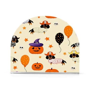 Imagem de JUZIHAI Suporte de guardanapo de cachorro de múmia de Halloween para mesa dispensador de guardanapo em pé de acrílico suporte de lenços de mesa independente para cozinha sala de jantar bar festa