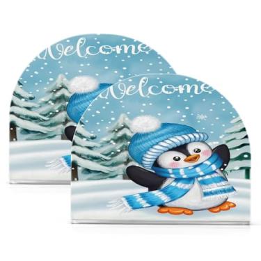 Imagem de Qilmy Suporte de guardanapo de acrílico para pinguim de Natal, suporte de lenços de mesa independente, dispensador de papel de coquetel para cozinha, jantar, restaurante, bar, decoração, 2 unidades