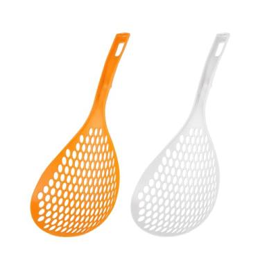 Imagem de Colher escumadeira com alça - Colher grande para coar - Escorredor de plástico para escorrer macarrão e vegetais - Concha de escumadeira para cozinha, 2 peças