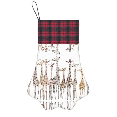 Imagem de SKKNT Linda estampa de girafas engraçadas, meias de Natal, animais de estimação, decoração de Natal, cães, gatos, árvore, presente conveniente