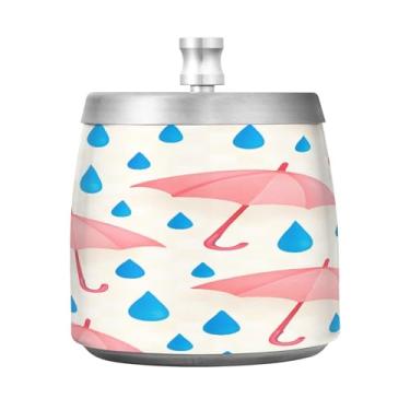 Imagem de Qilmy Cinzeiro de aço inoxidável guarda-chuva rosa com tampa - Cinzeiro de cigarro à prova de vento sem cheiro sem fumaça para casa, escritório, carro, pátio, varanda (uso interno e externo)