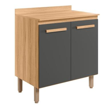 Imagem de Balcão 2 Portas (com Tampo) 80cm Intenza Carvalho Nature-chumbo - Ssx Multicoisas