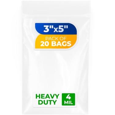 Imagem de Paclord Extrapequeno 7,6 cm x 12,7 cm Saco de bloqueio de zíper de poliéster Reclosable com 4 mm de espessura, 20 sacos transparentes resseláveis com durabilidade extra, impermeáveis e herméticos