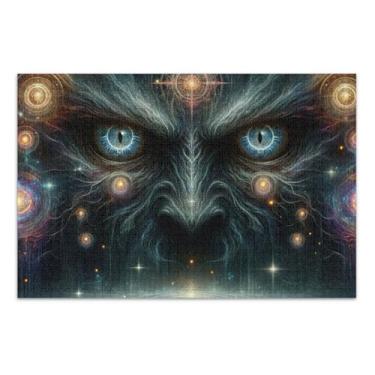 Imagem de Quebra-cabeça 500 peças presentes para adultos jogo elefante branco olhos magicos adultos preto arte animal floral arte 20,5 x 14,9 polegadas