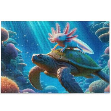 Imagem de Tartaruga marinha Axolotl quebra-cabeça adulto 500 peças elefante branco personalizado difícil jogo de arte, 52 cm x 37,8 cm