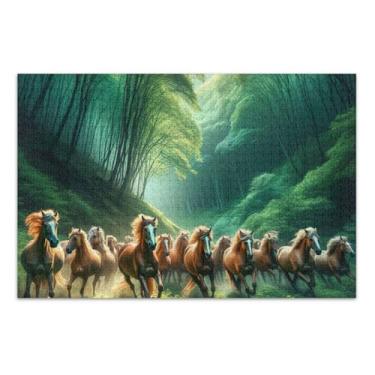 Imagem de Quebra-cabeças para adultos, 1000 peças, natureza, cavalos, animais de corrida, presentes para elefantes brancos, divertido, brinquedo de arte, estampa animal, 75 x 40 cm