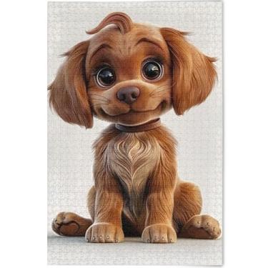 Imagem de Quebra-cabeça de cachorro de desenho animado 1000 quebra-cabeças para adultos presentes de elefante branco engraçado arte divertida animal arte colorida, 75 x 50 cm