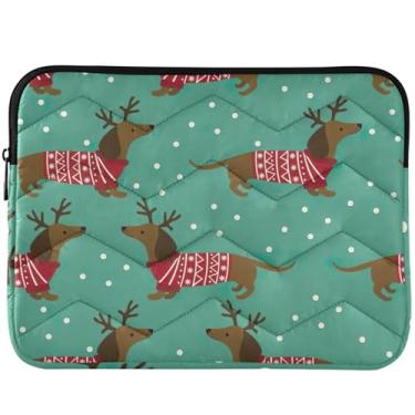 Imagem de Dutchshunds Capa protetora para laptop de cachorro de Natal verde para MacBook 13 polegadas acessórios de computador bolsa universal para laptop 13-14 polegadas