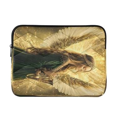 Imagem de Starry Night Capybara Pasta para laptop azul, bolsas de laptop de 13 a 13,3 polegadas para mulheres, capa de viagem para laptop, asas de anjo douradas, M